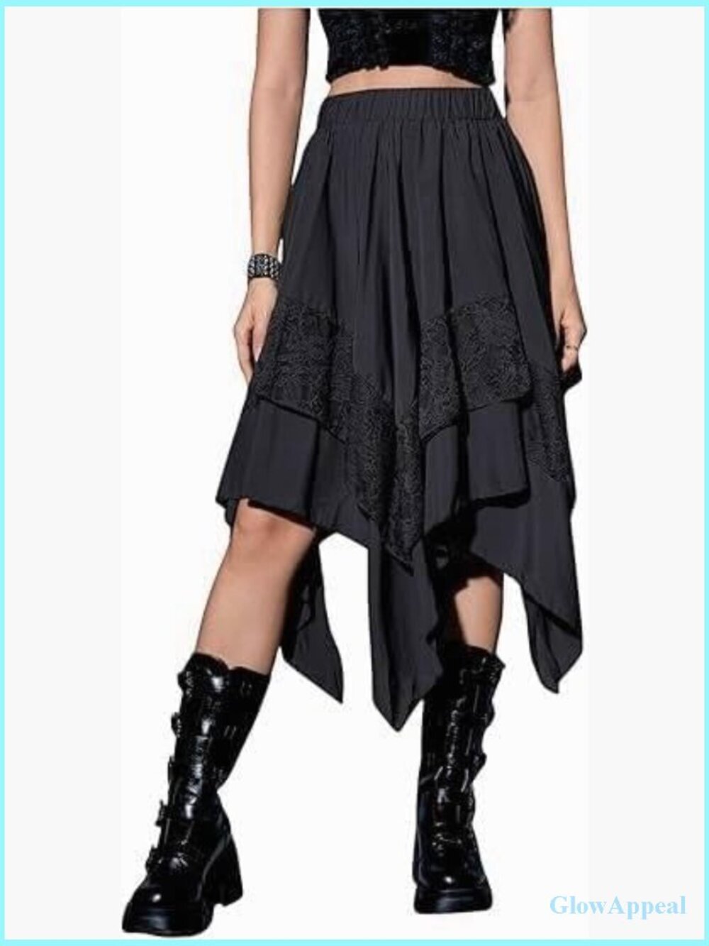Renaissance Fairy Pirate Skirt Midi Asymmetrical Lace Boho Layered Costume